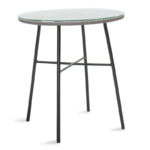 Τραπέζι Gaus pakoworld μέταλλο μαύρο-pe γκρι-γυαλί Φ70x74εκ