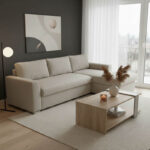 Γωνιακός καναπές-κρεβάτι δεξιά γωνία Belle pakoworld μπεζ 236x164x88εκ - Image 2