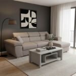 Γωνιακός καναπές-κρεβάτι αναστρέψιμος Comy pakoworld μπεζ-καφέ 286x160x75-90εκ - Image 2