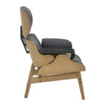 Πολυθρόνα relax Mirto pakoworld μασίφ ξύλο καρυδί -PU μαύρο 80x80x96.5εκ - Image 3