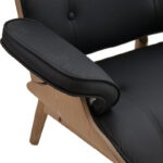 Πολυθρόνα relax Mirto pakoworld μασίφ ξύλο καρυδί -PU μαύρο 80x80x96.5εκ - Image 7