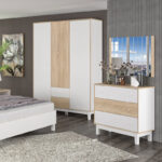 Ντουλάπα Awell pakoworld τρίφυλλη sonoma-λευκό 153.5x54.5x216εκ - Image 2