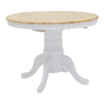 Tραπεζαρία Lars-York pakoworld σετ 5τμχ επεκτεινόμενη ξύλο λευκό-φυσικό Φ100(+38)x100x75εκ - Image 5