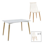 Τραπεζαρία Aurora-Natali pakoworld σετ 5τεμ pp-mdf σε λευκό-φυσική απόχρωση 120x80x76εκ