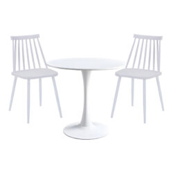 Τραπεζαρία Elijah-Aurora I pakoworld σετ 3τεμ pp σε λευκή απόχρωση Φ60x74εκ