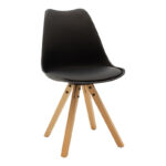 Τραπεζαρία Julita-Caron pakoworld σετ 3τεμ mdf σε μαύρη-φυσική απόχρωση Φ60x73εκ - Image 2