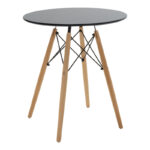 Τραπεζαρία Julita pakoworld σετ 3τεμ MDF μαύρο-ξύλο οξιάς σε φυσική απόχρωση Φ60x73εκ - Image 5