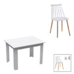 Τραπεζαρία Manka-Aurora I pakoworld σετ 5τεμ σε λευκή απόχρωση 110x80x77εκ