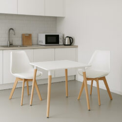 Τραπεζαρία Natali-Gaston pakoworld σετ 3τεμ σε λευκή απόχρωση 80x80x76εκ