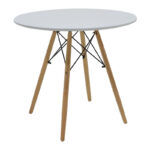 Τραπεζαρία Julita-Gaston σετ 5τεμ pakoworld MDF και ξύλο οξιάς σε λευκή-φυσική απόχρωση Φ80x73εκ - Image 5