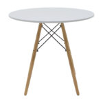 Τραπεζαρία Julita σετ 5τεμ pakoworld MDF και ξύλο οξιάς σε λευκή-φυσική απόχρωση Φ80x73εκ - Image 6