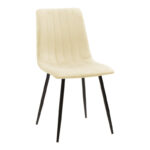 Τραπεζαρία Natali-Noor pakoworld σετ 5τεμ MDF μαύρο-μπεζ ύφασμα 120x80x76εκ - Image 2