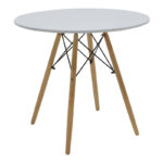 Τραπεζαρία Julita-Noor pakoworld σετ 5τεμ MDF λευκό-μπεζ ύφασμα Φ80x73εκ - Image 5