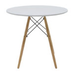 Τραπεζαρία Julita-Noor pakoworld σετ 5τεμ MDF λευκό-μπεζ ύφασμα Φ80x73εκ - Image 6