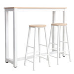 Σετ τραπέζι μπαρ Marle pakoworld 3τμχ φυσικό-λευκό πόδι 120x40x100εκ