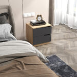 Κομοδίνο Verena pakoworld σε φυσική-ανθρακί απόχρωση 48x40x48εκ - Image 3