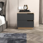 Κομοδίνο Verena pakoworld σε φυσική-ανθρακί απόχρωση 48x40x48εκ - Image 4