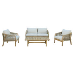 Σαλόνι κήπου Malibu pakoworld μασίφ ξύλο ακακίας-ύφασμα μπεζ