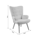 Πολυθρόνα Fluffy pakoworld ύφασμα γκρι-πόδι rubberwood φυσικό 75x69x96εκ - Image 8