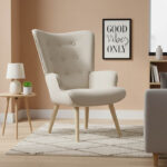 Πολυθρόνα Fluffy pakoworld ύφασμα μπεζ-φυσικό πόδι 75x69x96εκ - Image 2