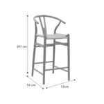 Σκαμπό μπαρ Wishbone pakoworld ξύλο οξιάς μαύρο-έδρα φυσικό σχοινί 53x54x107εκ - Image 8