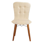 Καρέκλα Sonora I pakoworld βελουτέ εκρού-καρυδί πόδι - Image 4