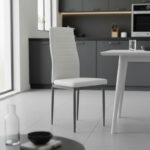 Καρέκλα Parker pakoworld μέταλλο-PU λευκό-ανθρακί πόδι 42x48x98εκ - Image 2