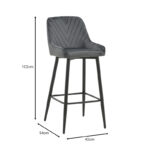 Σκαμπό μπαρ Deppy pakoworld σάπιο μήλο βελούδο-μαύρο μέταλλο 43x54x102εκ - Image 8