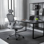 Καρέκλα γραφείου διευθυντή Ignatius pakoworld mesh ανοιχτό γκρι - Image 2