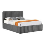 Κρεβάτι διπλό Zilin pakoworld ύφασμα ανθρακί με αποθηκευτικό χώρο 160x200εκ