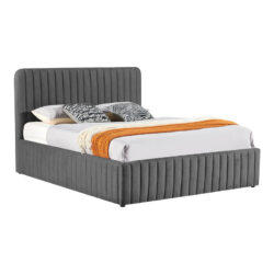 Κρεβάτι διπλό Zilin pakoworld ύφασμα ανθρακί με αποθηκευτικό χώρο 160x200εκ