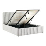 Κρεβάτι διπλό Zilin pakoworld ύφασμα γκρι-μπεζ με αποθηκευτικό χώρο 160x200εκ - Image 3