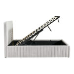 Κρεβάτι διπλό Zilin pakoworld ύφασμα γκρι-μπεζ με αποθηκευτικό χώρο 160x200εκ - Image 4