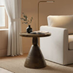 Βοηθητικό τραπέζι Spello Inart μασίφ mango ξύλο σε καρυδι απόχρωση Φ38x46εκ