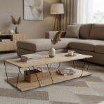 Tραπέζι σαλονιού Tars pakoworld οακ-μαύρο 120x48x30εκ