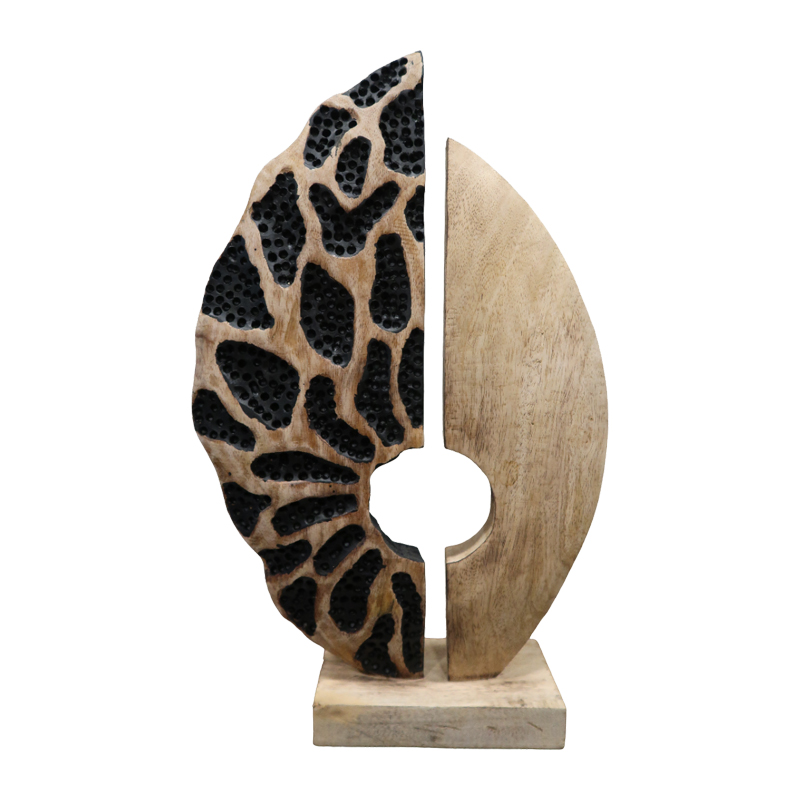 312-000015 Επιτραπέζιο διακοσμητικό Ostor Inart φυσικό-μαύρο μάνγκο ξύλλο-μέταλλο 30x9x50εκ