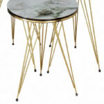 Βοηθητικά τραπέζια Wakmi pakoworld σετ 3τεμ λευκό μπεζ μαρμάρου μελαμίνης-χρυσό μέταλλο - Image 4