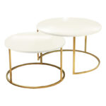 Τραπέζια σαλονιού Solme pakoworld σετ 2τεμ κρεμ μελαμίνης-χρυσό μέταλλο