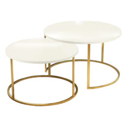 Τραπέζια σαλονιού Solme pakoworld σετ 2τεμ κρεμ μελαμίνης-χρυσό μέταλλο