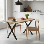 Τραπέζι Zeryin pakoworld oak μελαμίνης-μαύρο μέταλλο 110x70x75εκ - Image 2