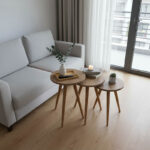 Βοηθητικά τραπέζια Perjene pakoworld σετ 3τεμ μελαμίνη και ξύλο σε φυσική απόχρωση