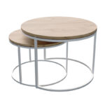 Τραπέζια σαλονιού Solme pakoworld σετ 2τεμ λευκό μέταλλο και μελαμίνη σε φυσική απόχρωση - Image 2