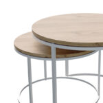 Τραπέζια σαλονιού Solme pakoworld σετ 2τεμ λευκό μέταλλο και μελαμίνη σε φυσική απόχρωση - Image 3