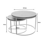 Τραπέζια σαλονιού Solme pakoworld σετ 2τεμ λευκό μέταλλο και μελαμίνη σε φυσική απόχρωση - Image 5