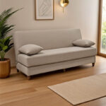 Καναπές-κρεβάτι με αποθηκευτικό χώρο τριθέσιος Romina pakoworld κρεμ ύφασμα 190x75x85εκ - Image 2