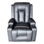 Πολυθρόνα relax με μηχανισμό massage Gessel pakoworld PU σε μαύρη απόχρωση 80x90x98εκ - Image 7