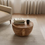 Βοηθητικό τραπέζι Notive pakoworld suar ξύλο σε φυσική απόχρωση Φ58x33εκ