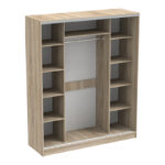 Ντουλάπα δίφυλλη συρόμενη με καθρέφτη Aparador pakoworld σε sonoma απόχρωση 180x60x220εκ - Image 2