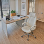 Γραφείο εργασίας Armadi με ντουλάπι pakoworld σε sonoma-λευκή απόχρωση 180x80x75εκ - Image 2