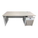 Γραφείο εργασίας Armadi με ντουλάπι pakoworld σε sonoma-λευκή απόχρωση 180x80x75εκ - Image 3